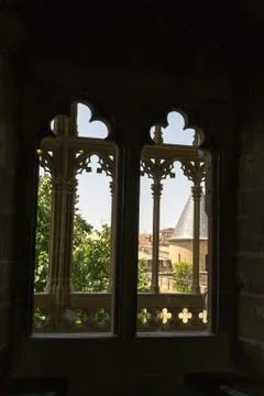 Castle of Olite windows Stock Photos