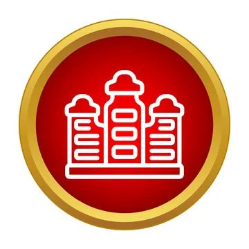 Castle or palace complex line icon in red circle Stock Illustration