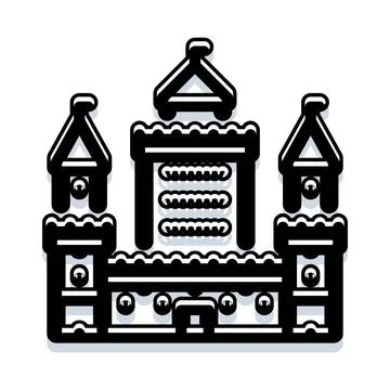 Castle outline icon with shadow effect Stock Illustration