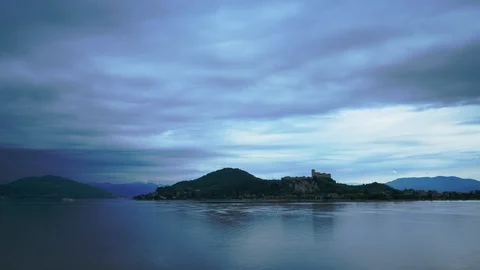 Castle over the lake Timelapse Stock Footage 93034760