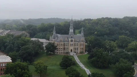 Castle over a small town Stock Footage 114749464