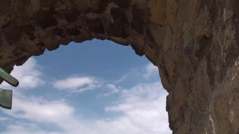 Castle of the OVO, metal sculpture in Naples Stock Footage
