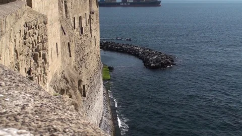 Castle of the OVO, Naples Stock Footage
