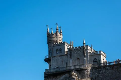 Castle Palace Swallow's Nest against the blue sky, Crimea. Stock Photos