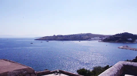 Castle panorama view harbour Bodrum Stock Footage 24881862