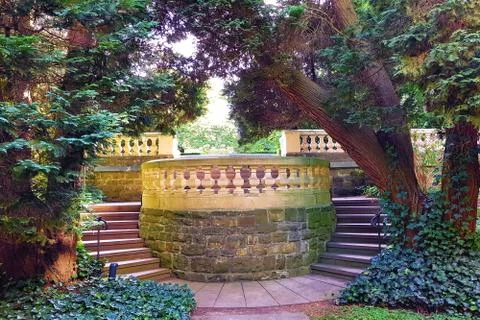 Castle park in English garden style Stock Photos