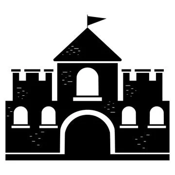 Castle for Princess vector isolated illustration black contour doodle Illustrazione stock