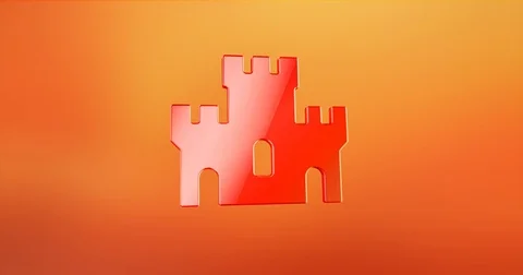 Castle Red 3d Icon Video stock 73356187