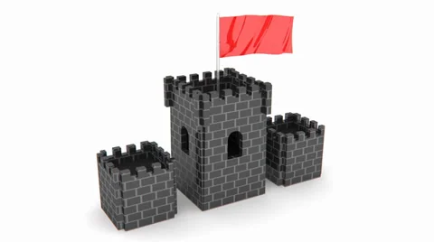 Castle with red flag Stock Footage 37630612