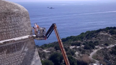 Castle restoration Stock Footage 98436264