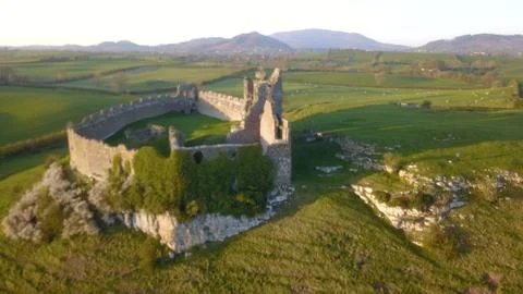 Castle Roche at sunset Stock Photos