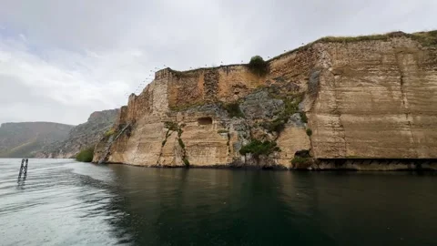 Castle on a Rock Surrounded by Water  Stock Footage 311577212