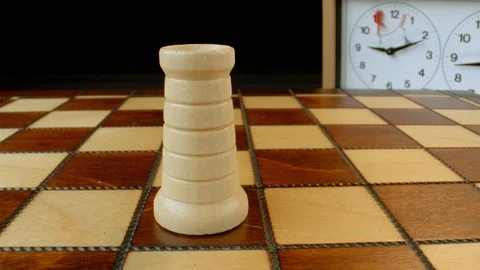 Castle on a rotating chess board, macro Stock-Footage 112049782