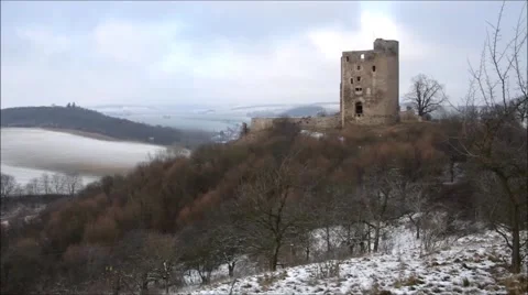 Castle ruin Arnstein in Harz Mountains, timelapse Stock Footage 48717455