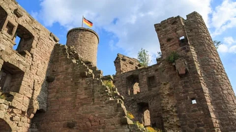 Castle Ruin Hahnstein Stock Footage
