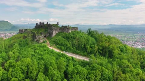 Castle ruins in Khust, Transcarpathia. Stock Footage 170574524