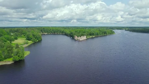 Castle ruins Koknese Stock Footage 310941484