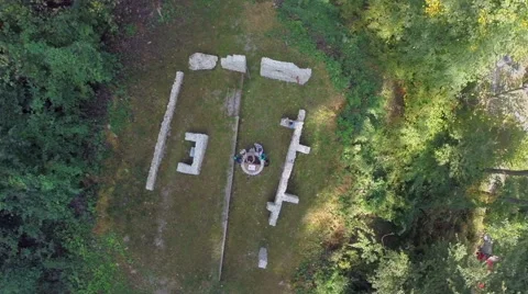Castle ruins in the middle of the woods Stock Footage 45732860