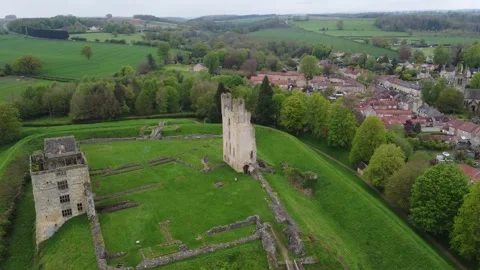 Castle Ruins Spring Circle Drone Aerial 4K Footage Video stock 275182528