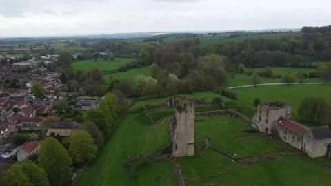 Castle Ruins Spring Circle Drone Aerial 4K Footage Video stock 275182620