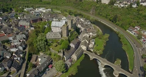 Castle Runkel at river Lahn Stock Footage 74396419