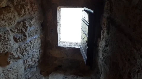 Castle rusted jail view Stock Footage 93253790