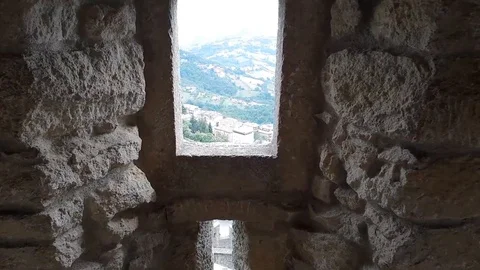 Castle rusted jail view Stock Footage 93253804