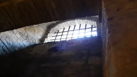 Castle rusted jail view Stock Footage 93253805