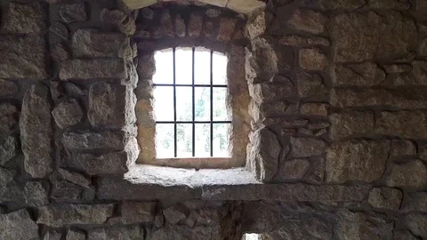 Castle rusted jail view Stock Footage 93253806