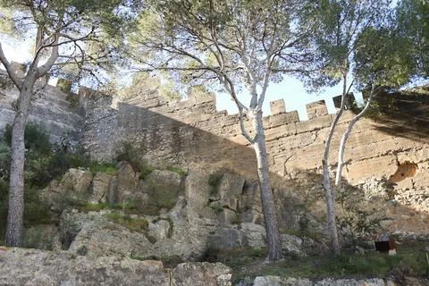 The Castle of Sagunto on top of the mountain Stock Photos