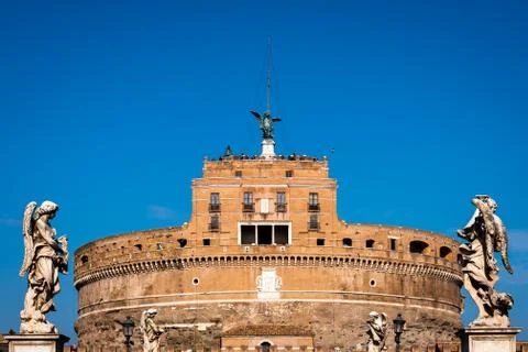 The castle Sant Angelo in Rome Stock Photos