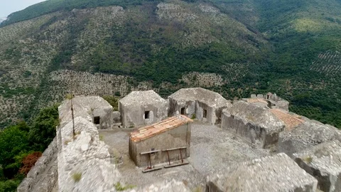 Castle of Santa Severa from above - drone footage Stock Footage 98999024