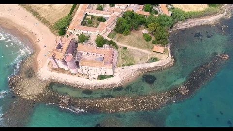 The castle of Santa Severa on the sea near Rome Stock Footage