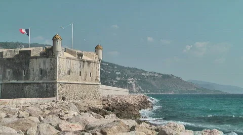 Castle at sea Stock Footage 571378