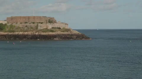 Castle in the sea Stock Footage 12210962