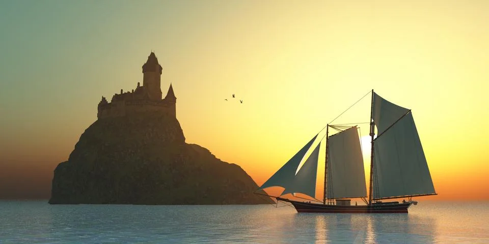 Castle on the sea 스톡 일러스트