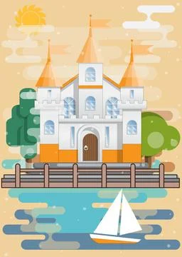 Castle by the sea. Stock Illustration