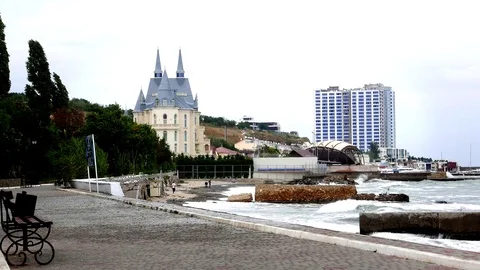 Castle at Sea in Odesa Stock Footage 70402010