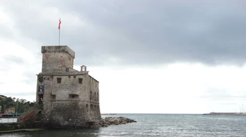 Castle in the sea in Rapallo Stock Footage 63365607