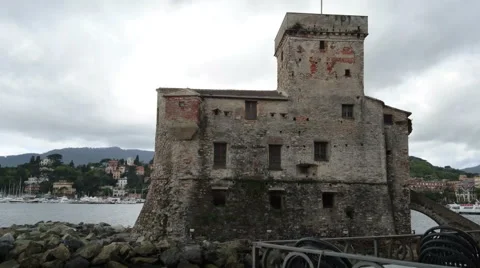 Castle in the sea in Rapallo Stock Footage 63365650