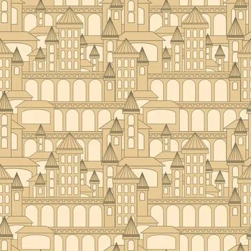 Castle seamless pattern.Vector illustration. Stock Illustration