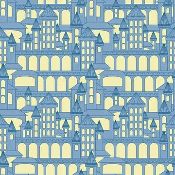 Castle seamless pattern.Vector illustration. Stock Illustration