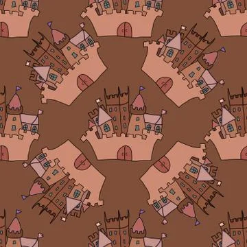 Castle seamless vector pattern illustration  flag, fortress Stock Illustration