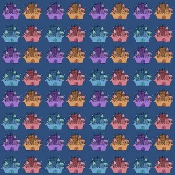 Castle seamless vector pattern illustration  flag, fortress Stock Illustration