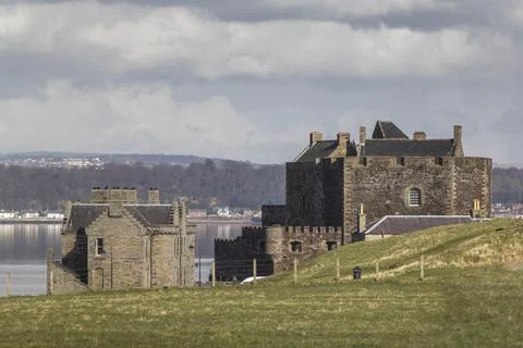 Castle on seaside Stock Photos
