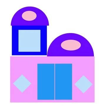 Castle shape illustration for learning geometry Stock Illustration