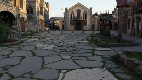 Castle-shaped restaurant complex 1 스톡 동영상 331376512