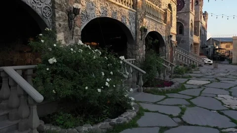 Castle-shaped restaurant complex 2 스톡 동영상 331376477