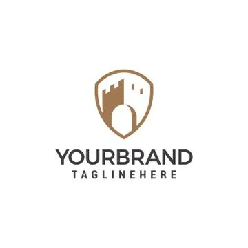 Castle shield logo, Castle Security logo design template elements 스톡 일러스트