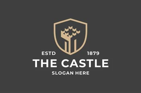 Castle shield logo mark premium vector Stock Illustration